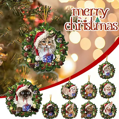 Buy Christmas Cat Hanging Pendant Wooden Festive Tree Decoration. Several Breeds • 3.35£