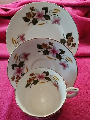 Buy Crown Staffordshire Flowers -Trio Set Tea Cups/Saucers/Plates • 11.58£