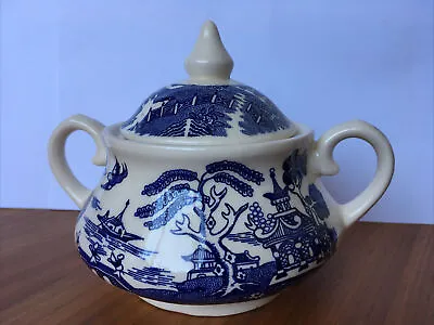 Buy Vintage New Old Willow English Ironstone Tableware Ltd Blue Ceramic Sugar Bowl • 15£
