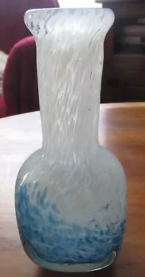 Buy Vintage Caithness Style Blue / White Mottled  Glass Vase. Approx 8  Very Heavy • 19.99£