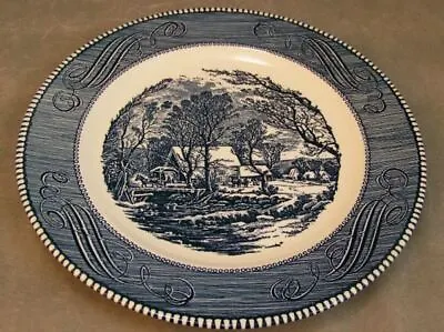 Buy Vintage Royal China USA Dinnerware Currier Ives Blue White 10  Dinner Plate • 7.55£