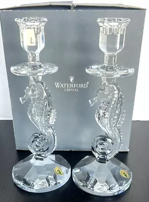 Buy Waterford Crystal Pair SEAHORSE Candlestick Holders New In Box 158572 • 283.42£