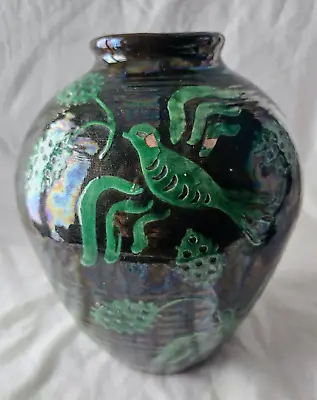 Buy Stunning Studio Pottery Slipware Vase With Gorgeous Bird Design • 120£