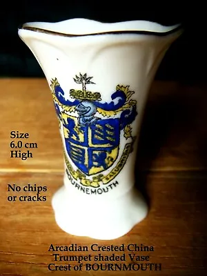 Buy ARCADIAN Crested China Trumpet Shaped Vase With The Crest Of BOURNEMOUTH • 1.99£