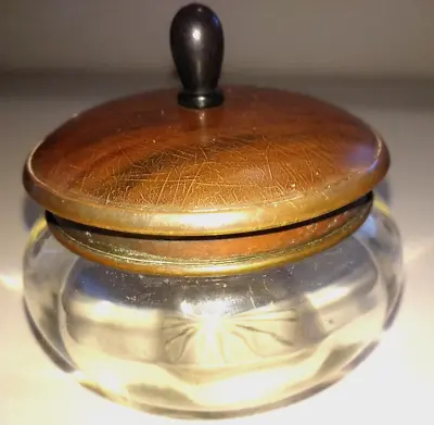 Buy Vintage Glass Vanity Pot With BAKELITE LID Early Plastic Faux Tortoiseshell LID • 9.50£