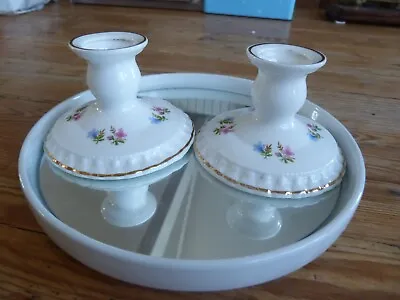 Buy Lovely Pair Of Pretty Vintage Crown Staffordshire China Floral Candlesticks • 6.55£