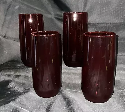 Buy Vintage 5  Anchor Hocking Royal Ruby Red Tumblers Glassware Glasses(4) • 21.82£