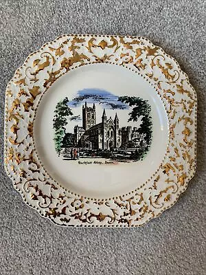 Buy Vintage Lord Nelson Pottery Ware Buckfast Abbey Square 21cm Plate Gold Lustre • 10£