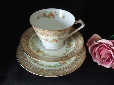 Buy Pretty Floral Design And Gold Gilded  Noritake Japan Trio Cup Saucer Tea Plate • 4.99£