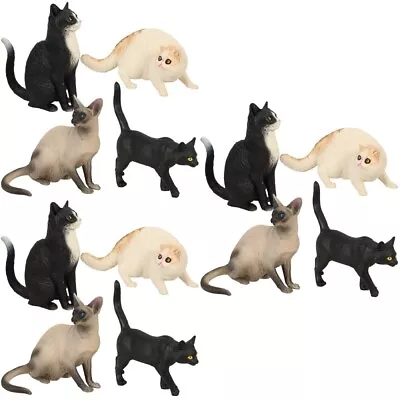 Buy  12 Pcs Realistic Cat Figurine Simulation Cat Home Desktop Cat Ornament • 31.45£