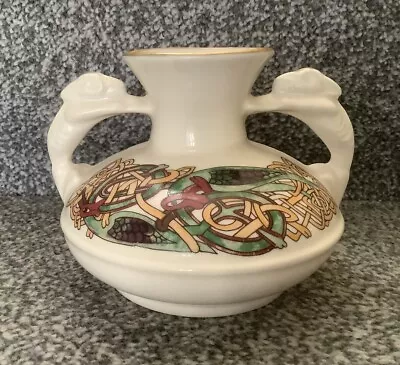Buy Pretty Vintage Cre Irish Porcelain 2 Handled Short Vase H3.5” Celtic Design VGC • 8£