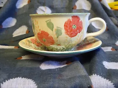 Buy Tain Pottery Scotland Large Cup And Saucer Set Kirksheaf Poppy Handmade • 15£