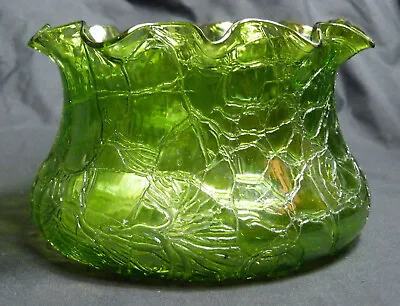 Buy Large Kralik Iridescent Crackle Glass Bowl Art Nouveau • 70£