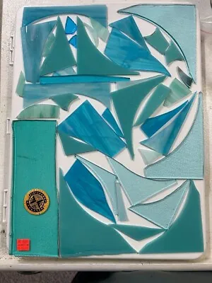 Buy  Stained Glass Scrap Resin Ceramic Glass Chips Vintage Blue Aqua • 18.93£