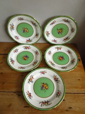 Buy Vintage Aynsley Plates Orchard Fruits Green Gilded Cabinet X 5 • 25£