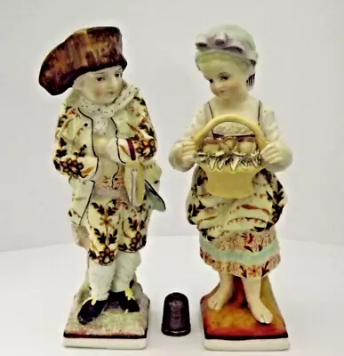Buy Pair (2) Unmarked Antique Hand Decorated Dresden German Porcelain Figurines • 64.99£