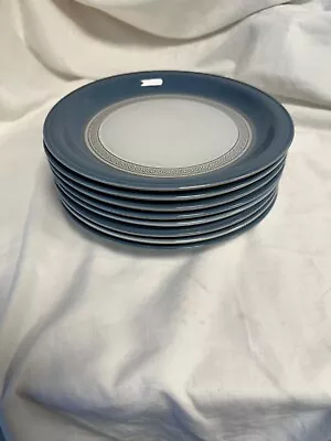Buy Vintage Denby Stoneware Castille Blue Round 9  Steak Plates X8 • 45£