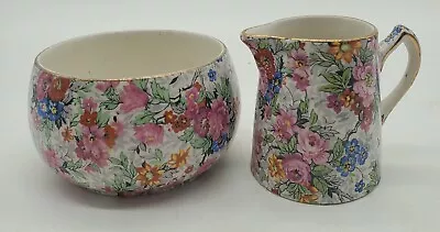 Buy Lord Nelson Ware MARINA Chintz Open Sugar Bowl And Creamer As-Is  • 33.57£