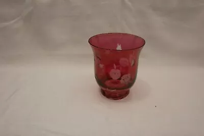 Buy 111268d Lovely Vintage Cranberry Glass Vase 11cm Tall Floral Cut • 9£