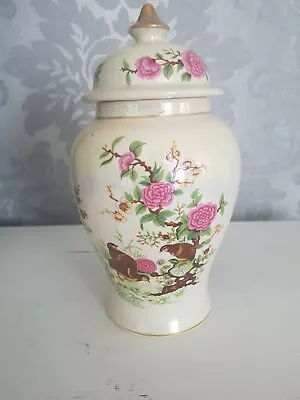 Buy Vintage Sadler England Iridescent Lustre Ginger Jar With Lid Birds Flowers 8” • 13£