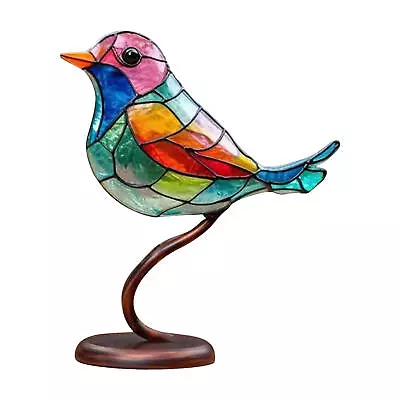 Buy Stained Glass Birds On Branch Desktop Ornaments Metal Vivid Craft Desktop Decor • 10.79£