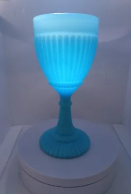 Buy Vintage Antique Blue Turquoise Bohemian Opaline Vaseline Drinking Glass Goblet • 40£