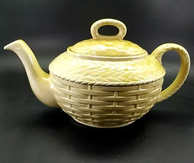 Buy VTG Ellgreave H. J. Wood  Burslem England Teapot Yellow Basket Weave • 51.84£