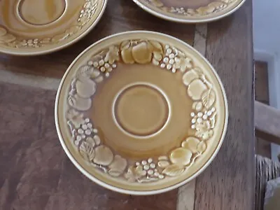 Buy Royal Worcester Crown Ware Saucers X 3 Mustard Glaze 1960s • 5£