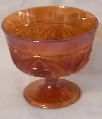 Buy Vintage Brockwitz Carnival Glass Bowl Stemmed Dish Orange Colour Height 5 Inches • 6.99£
