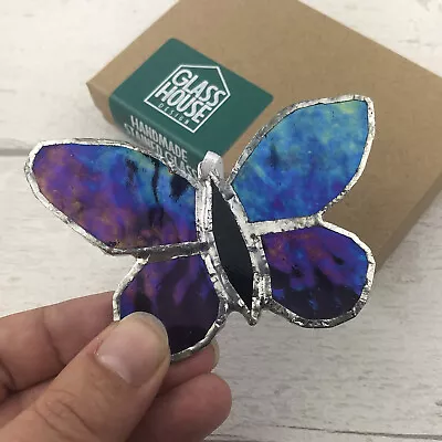 Buy Purple Iridescent Stained Glass Butterfly Window Ornament - Nature Lover Gift • 24.99£