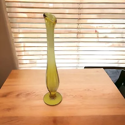 Buy Vintage Fenton Swung Glass Bud Vase Amber Color 8 3/4  Tall -No Chips / Cracks • 11.57£