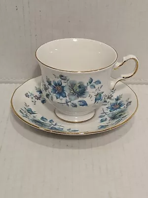 Buy Vintage Queen Anne Bone China Tea Cup And Saucer Made In England, Blue Floral • 16.11£