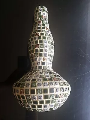 Buy Vintage Studio Pottery Vase Mosaic Surfaced Green Cider Bottle No 910569 1963 • 26£