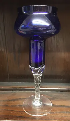 Buy Blue Tall Glass  Dinner Candle Holder • 7.50£