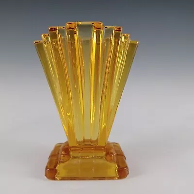 Buy Bagley #334 Art Deco 4  Vintage Amber Glass 'Grantham' Vase • 45£