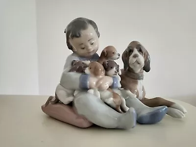 Buy Lladro Porcelain 'New Playmates'  Boy With Dog & Puppies Figure  ~ No 5456 • 40£