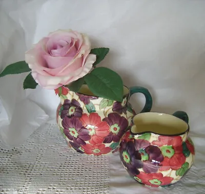 Buy 2 X Decoro Tuscan Jugs Floral Hand Painted Vtg Pattern No.  808 • 24.99£