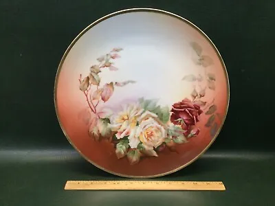 Buy Vintage Thomas Sevres Bavaria Hand Painted  Pollanza  Plate 12-1/2  Roses • 22.71£