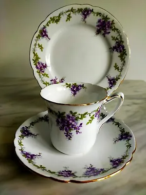 Buy Wileman Foley Teacup Trio In Dorothy Shape  Wisteria  Pattern C.1900s VGC • 59.99£