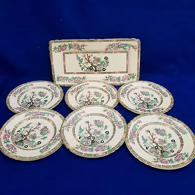 Buy 7 Piece Myott Pottery 1930s Indian Tree Luncheon Plates & Sandwich Plate • 14.99£