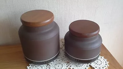 Buy 2 Hornsea Contrast Storage Jars Wooden Lid • 18£
