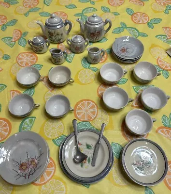 Buy Antique Hand Painted Child’s Porcelain China Lusterware Tea Set From Japan • 76.59£