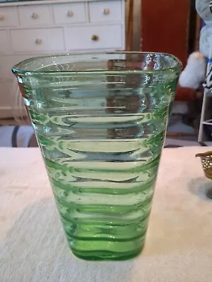 Buy Rare Whitefriars Square Form Ribbed Green Large Vase Possibly Keith Murray?Powel • 19£
