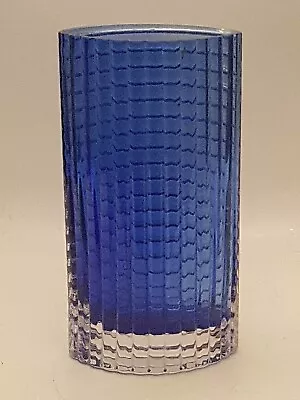 Buy Lindshammar Gunnar Ander Cobalt Blue Ribbed Glass Vase Swedish 1960s (BC) • 165£
