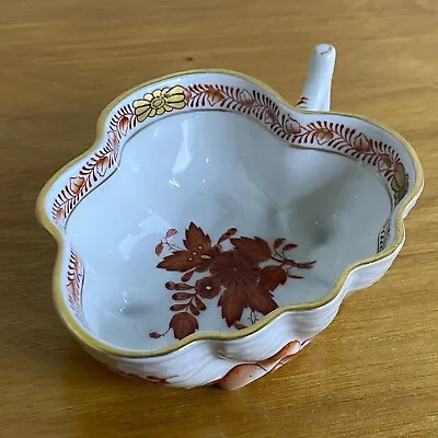 Buy Herend Hungary China Chinese Bouquet Rust Leaf Dish W/ Handle Pickle Dish 680 • 52.36£