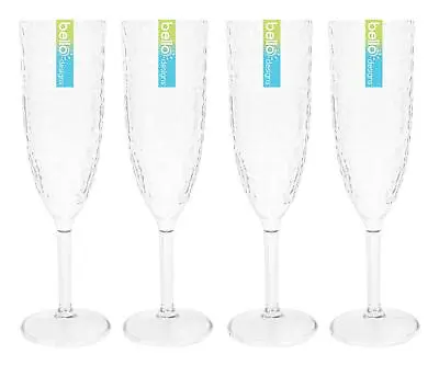 Buy 4/6/8/24 Champagne Prosecco Flutes Glasses Set Plastic Embossed Party Outdoor • 9.99£