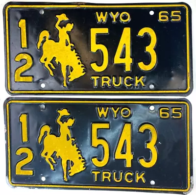 Buy Wyoming 1965 License Plate Set Vintage Truck Lincoln Co Man Cave Collector Decor • 71.44£