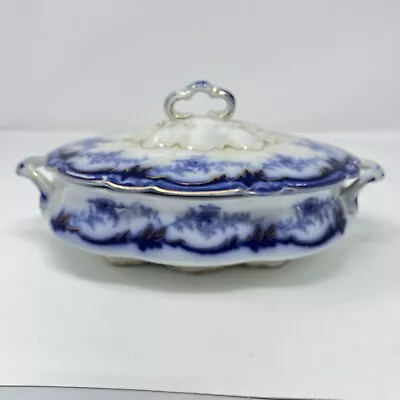 Buy Antique W.H. Grindley Flow Blue Vegetable Covered Dish , England, Somerset 9  • 142.98£