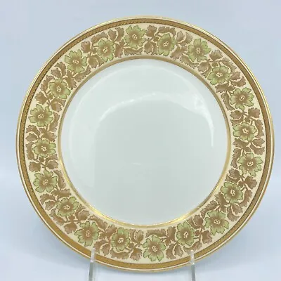 Buy Vintage Cauldon Ltd.England 10 ¼” Dinner Plate Green Floral W/Gold Leaves & Trim • 20.16£