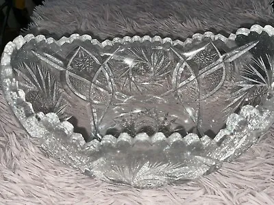 Buy Vintage Cut Crystal Glass Fruit Bowl • 14£